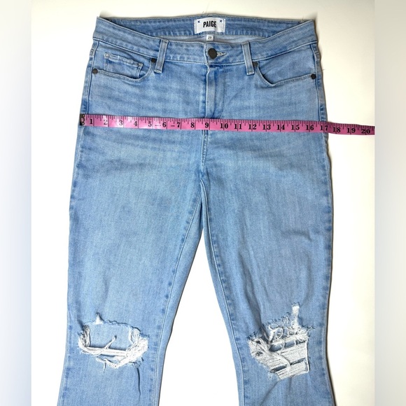 Paige Women's Skyline Ankle Peg Light Blue Distressed Jeans Size- 29 - Picture 6 of 11